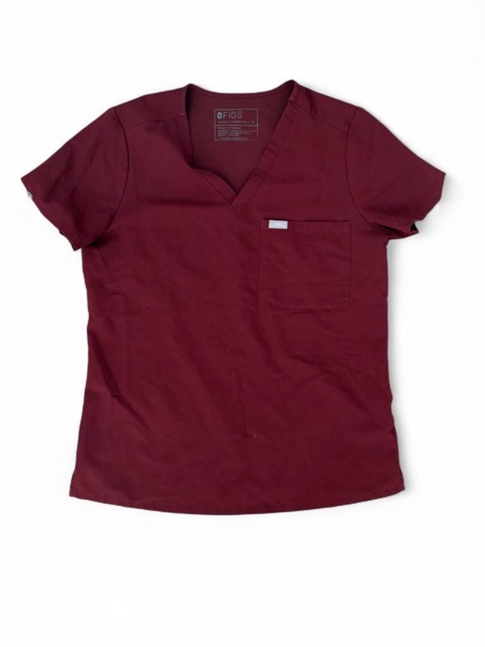 Figs Women's V-Neck Scrub Top in Burgundy